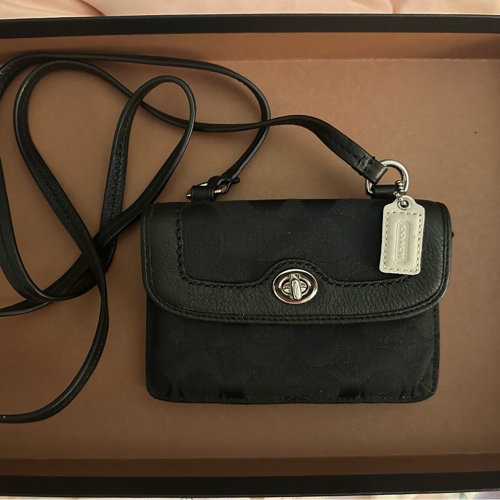 Coach Mini Legacy Signature C Black Crossbody Bag Wallet